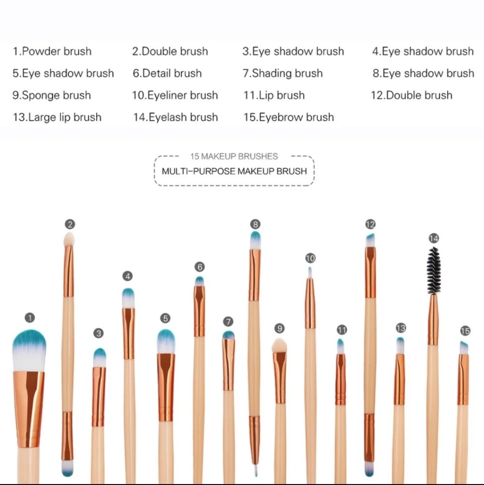 New! 15pcs Makeup Brushes Set with velvet bag. - Picture 2 of 3
